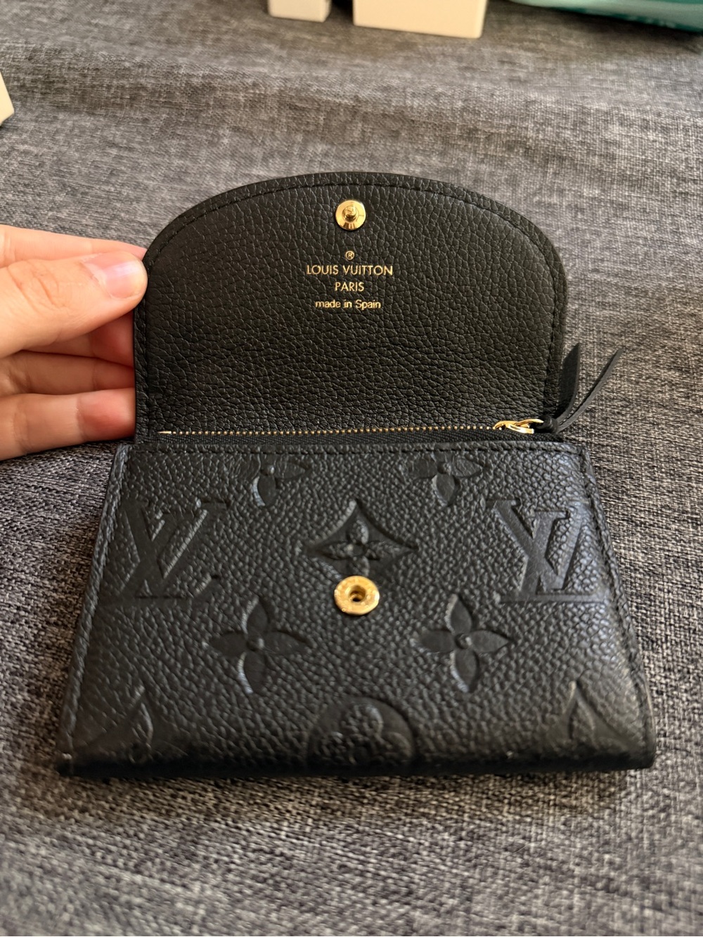 Louis Vuitton Black Embossed Monogram Compact Wallet with Gold Snap - Picture 2 of 4